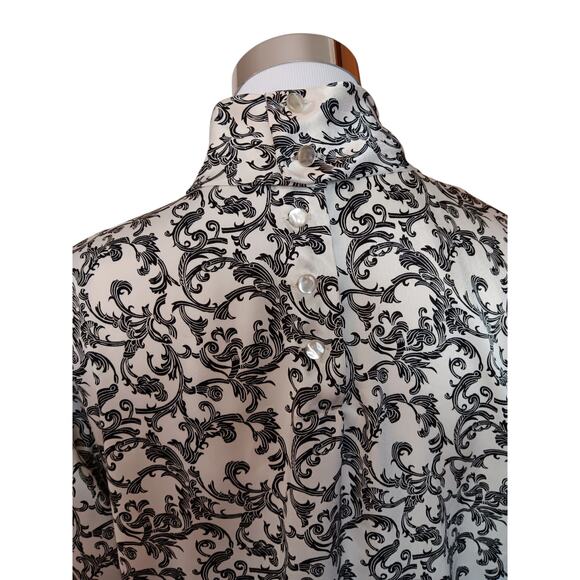 VINTAGE Satin Blouse Top Shirt 12 High Neck Classic Timeless CareerOffice Dressy - Picture 5 of 13